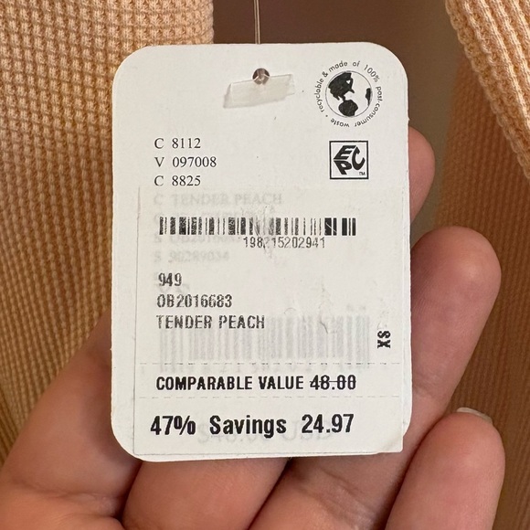 Free People NWT We the Free Easy Does It Long Sleeve Thermal in Peach Size XS - Picture 2 of 4